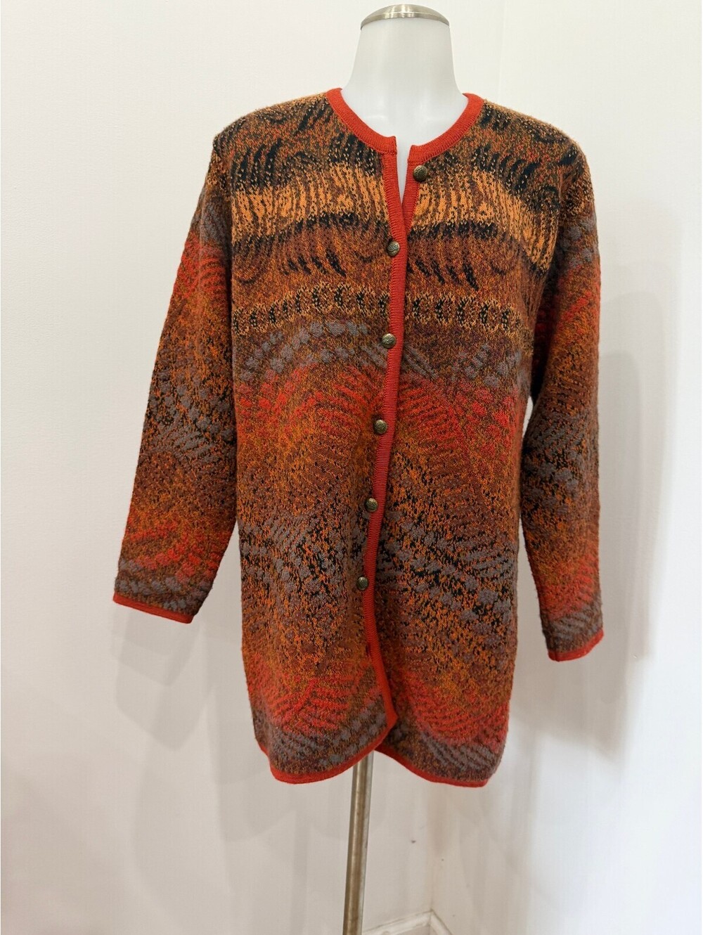 Cecilia Sweater Womens Multicolor Autumn Tunic Knit Cardigan Italy Merino Wool